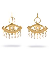 Ebru Jewelry - Pearl Vision Evil Eye Dangle Earrings - Lyst