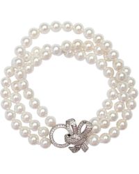Saachi - Triple Strand Pearl Bow Bracelet - Lyst