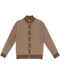 Nuvv Collection - Striped Milano-Stitch Cardigan – Premium Italian Wool Blend - Lyst