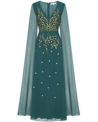 green emerald velvet dress Christabelle Ruffle Maxi Dress