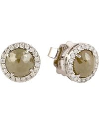 Artisan - Natural Ice Diamond Designer 18k Solid Gold Stud Earrings Jewelry - Lyst