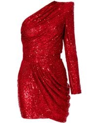 AGGI by HALEWSKI - Valentina Fire Asymmetric Sequin Mini Dress - Lyst