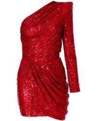 AGGI - Valentina Fire Asymmetric Sequin Mini Dress - Lyst