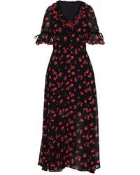 Rose & Nancy - Toni Rose Print Velvet Tie Maxi Dress - Lyst