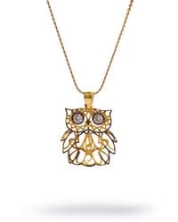 Ebru Jewelry - Wisdom Owl Diamond Eyes Necklace - Lyst