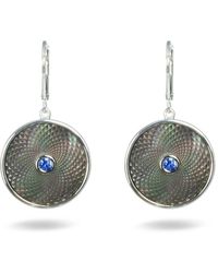 Deakin & Francis Gray Mother-of-pearl Dreamcatcher Earrings With Blue Sapphire Gem