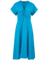 Conquista - Turquoise Knot Detail Midi Dress - Lyst