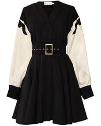 ALINA CERNĂTESCU - Neutrals Posy Mini & Linen Embroidered Office Dress - Lyst