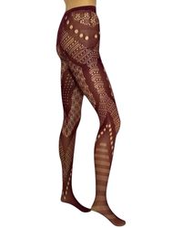 HIGH HEEL JUNGLE by KATHRYN EISMAN - Winona Fishnet Tights Burgundy - Lyst