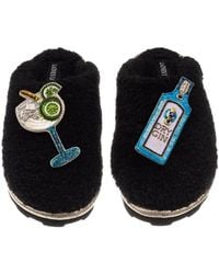 Laines London - Teddy Closed Toe Slippers With Sapphire Gin & Glass Brooches - Lyst