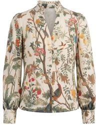 Franchetti Bond - Filide Birds & Branches Ruffle Neck Blouse - Lyst
