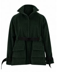 Gunda Hafner Ltd - Cotton Corduroy Funnel Neck Jacket With Belt - Lyst