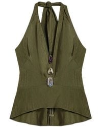 Nocturne - Neutrals Halter Neck Peplum Top - Lyst