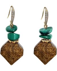 Farra - Tiger-Eye With Bamboo Coral Earrings - Lyst