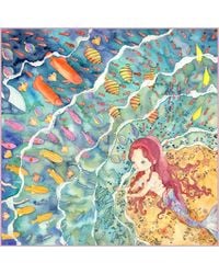 Wenzi - Aquatic Serenade Hand Painted Pattern Double Sided Silk Twill Scarf - Lyst