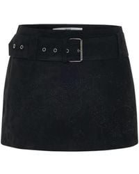 Maison sél - Embroidered Mini Suede Skirt - Lyst