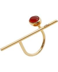 Spero London - Sterling Bar Circle High Quality Natural Stone Adjustable Ring - Lyst