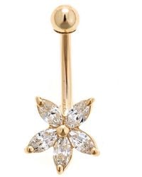 Zahav Jewelry - 14K Solid 14G Flower Cz Belly Ring - Lyst