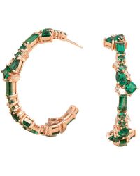 Juvetti - Emeralds And Diamonds Lanna Hoop Earrings In Pink Gold - Lyst