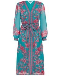 Raishma - Naomi Turquoise Button Through Shirt Midi Dress - Lyst