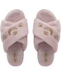 Rettrose - Isabel Dusky Luxury Plush Diamanté Embellished Handmade Slipper - Lyst