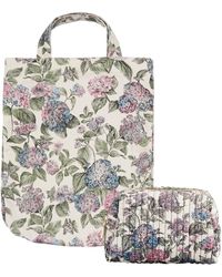 Fable England - Neutrals Hydrangea Shopper Tote Bag & Hydrangea Small Quilted Makeup Bag Set - Lyst