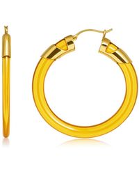 Gold & Honey - Citrine Classic Flat Lucite Birthstone Hoop Earrings - Lyst