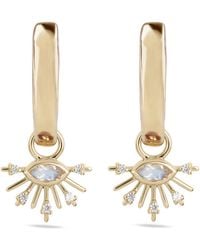 Zohreh - Neutrals Moonstone & Sapphire Sunburst Hoop Earrings 9K - Lyst