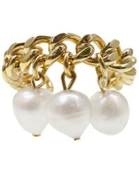 Farra - Freshwater Pearls Drops Adjustable Ring - Lyst