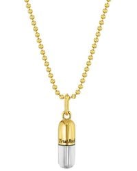 True Rocks Smallpill Pendant 2tone 18kt Gold-plated & Sterling Silver On Gold Chain - Metallic
