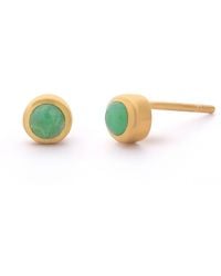 Nellou Jewellery - Chrysoprase Gem Dot May Birthstone Earrings Plated Sterling - Lyst