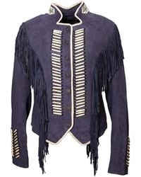 Zasta Studio - Warrior Suede Leather Jacket With Fringes - Lyst