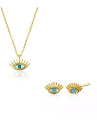 Spero London - Eye Evil Eye Sterling Necklace & Earring Set - Lyst