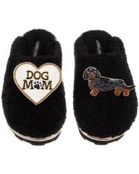 Laines London - Teddy Closed Toe Slippers With Dog Mum/Mom & Dapple Dachshund Brooches - Lyst