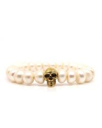 Shar Oke - Freshwater Pearl & Skull Beaded Bracelet - Lyst