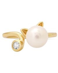 Kylie Harper - Kitty Cat Pearl & Diamond Cz Ring - Lyst