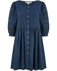 Yumi' - Cotton Tunic With Broderie Anglaise Puff Sleeves - Lyst
