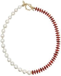 Farra - Bamboo Coral With Freshwater Pearls Necklace - Lyst