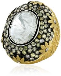 Artisan - Natural Diamond Cocktail Ring 18k Yellow Gold Jewelry - Lyst