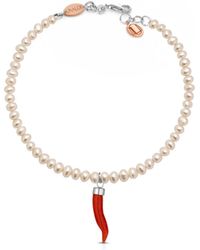 Unaloe - Sterling Baroque Pearl Cornicello Charm Bracelet For – Adjustable Elegant Jewelry - Lyst