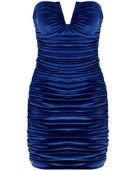 NAZLI CEREN - Luce Velvet Mini Dress In Bleu - Lyst