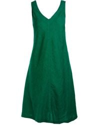Haris Cotton - “V” Neckline Flared Linen Dress - Lyst