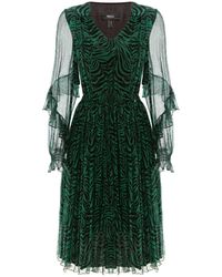 Nissa Zebra-print Silk Dress Black & Green
