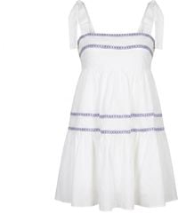 Modenaire - Neutrals Tiered Mini Dress Soft Empire Form - Lyst