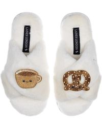 Laines London - Classic Slippers With Laines Lovables Hot Chocolate & Pretzel Brooches - Lyst