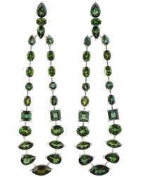 Artisan - 18k White Gold With Green Tourmaline Gemstone Drop Shape Chandelier Earrings - Lyst
