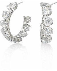Maison De Gala - Tone Crystal Hoop Earrings - Lyst