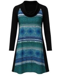 Conquista - A Line Print Dress With Turtle Neck - Lyst