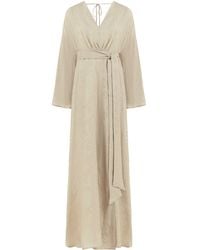 Lilamie - Neutrals Larissa Loose Fit V Neckline Long Summer Dress - Lyst