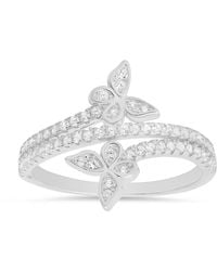 Kylie Harper - Sterling Diamond Cz Butterfly Crossover Ring - Lyst
